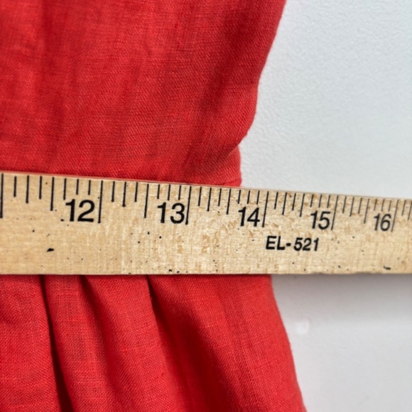 J Crew Linen Dress 2 Sleeveless Coral Keyhole Pocket Preppy Beach Coastal Resort - Picture 11 of 12